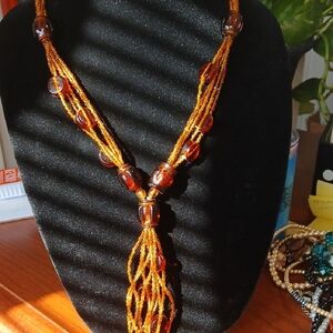 Elegant Amber Beaded Necklace